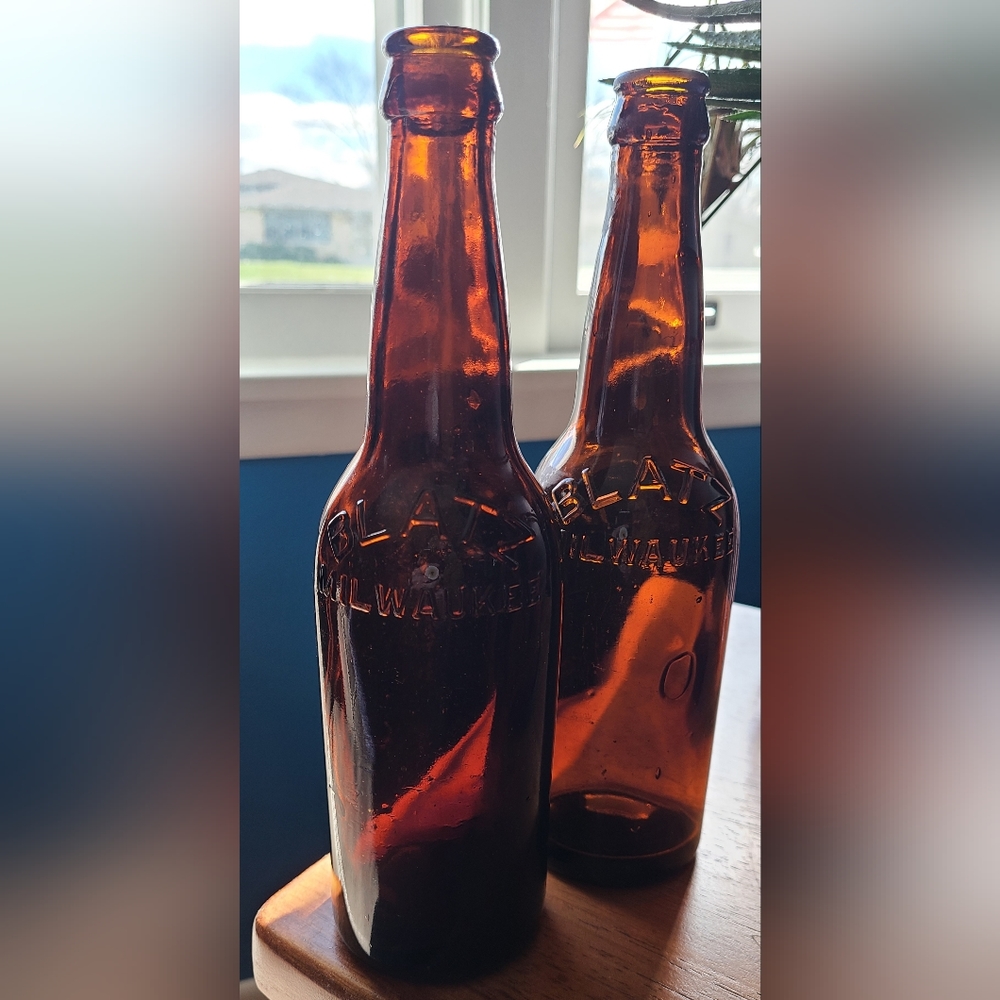 BLATZ BREWING CO. Vintage BEER Bottle, Milwaukee Wisc EMBOSSED, Empty, Set Of 2